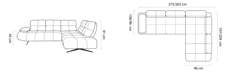 Sedacia súprava RIVER L – rozmery 275 x 209 cm, výška 91 cm, sed 45 cm